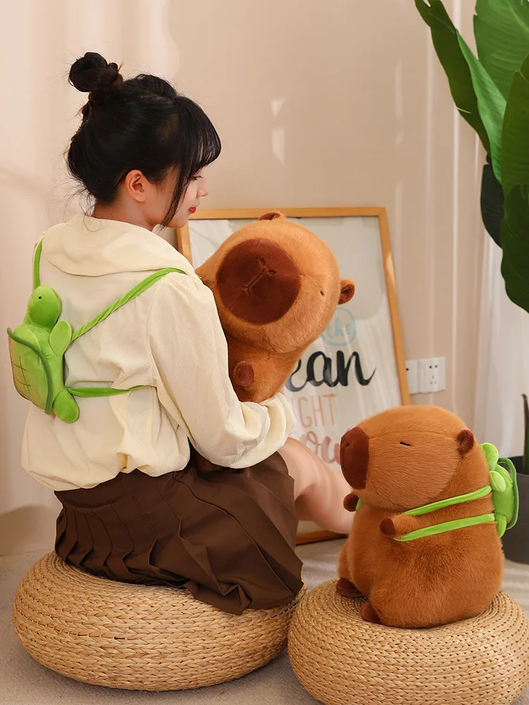 Weighted Capybara Plush | Cute Capybara with Backpack Plush Toys, Sitting Lovely Cartoon Animals, -2