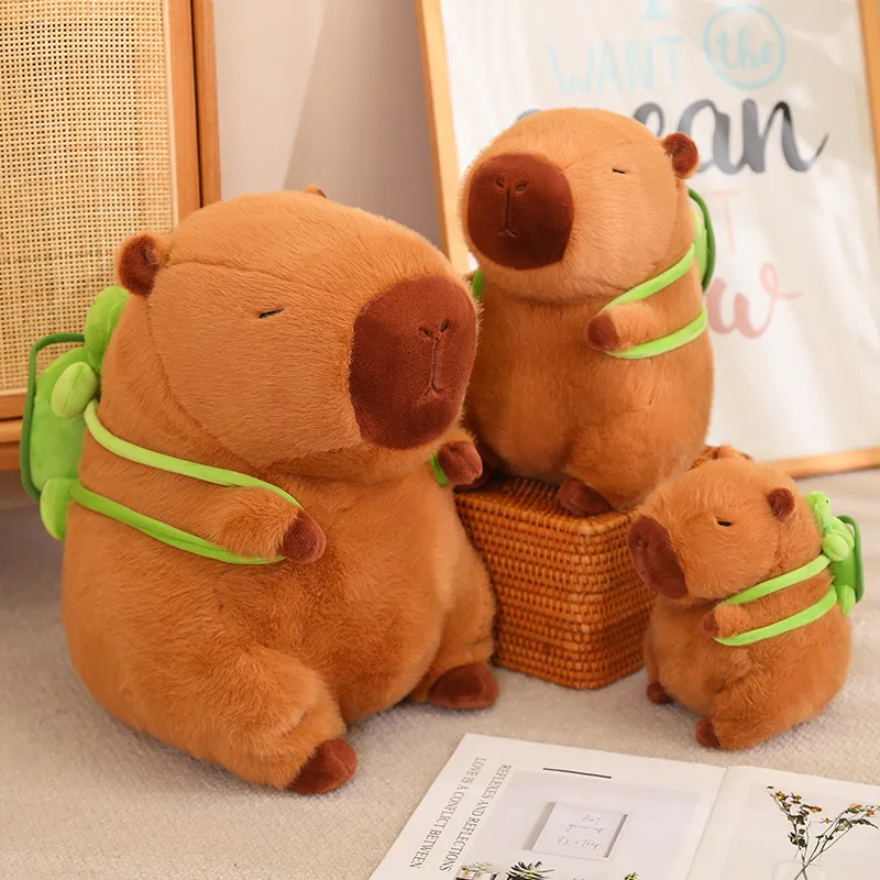 Weighted Capybara Plush | Cute Capybara with Backpack Plush Toys, Sitting Lovely Cartoon Animals, -6
