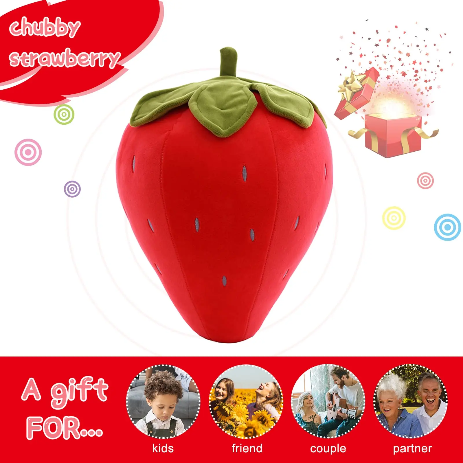 Strawberry Plush Pillow | 2024 4Style 25cm Cute Fruit Strawberry Plush -3