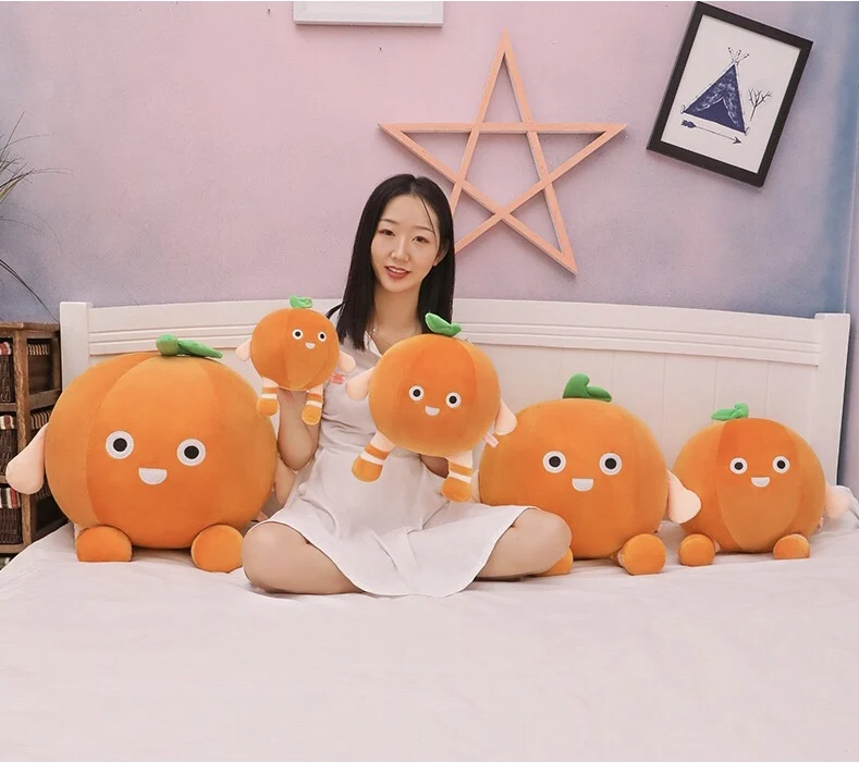 Sweet Orange Plushie Doll | Cartoon Smiling Face Fruit Plush Toy -7