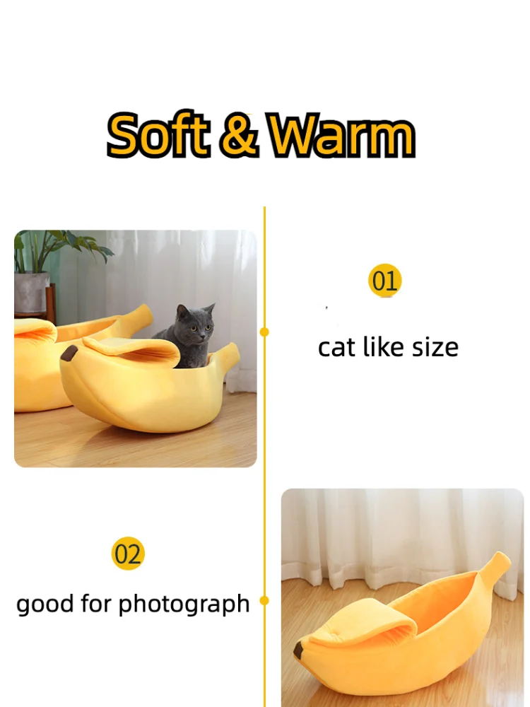 Banana Shaped Pet Bed | Winter Warm Nest for Cats, Dogs, and Hamsters -3