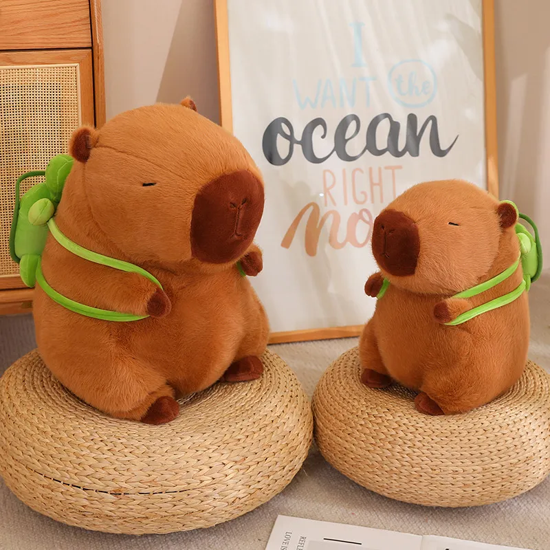 Weighted Capybara Plush | Cute Capybara with Backpack Plush Toys, Sitting Lovely Cartoon Animals, -3