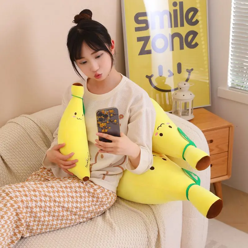 Smiling Banana Plush Toy | Soft Stuffed Fruit Pillow Cushion -1