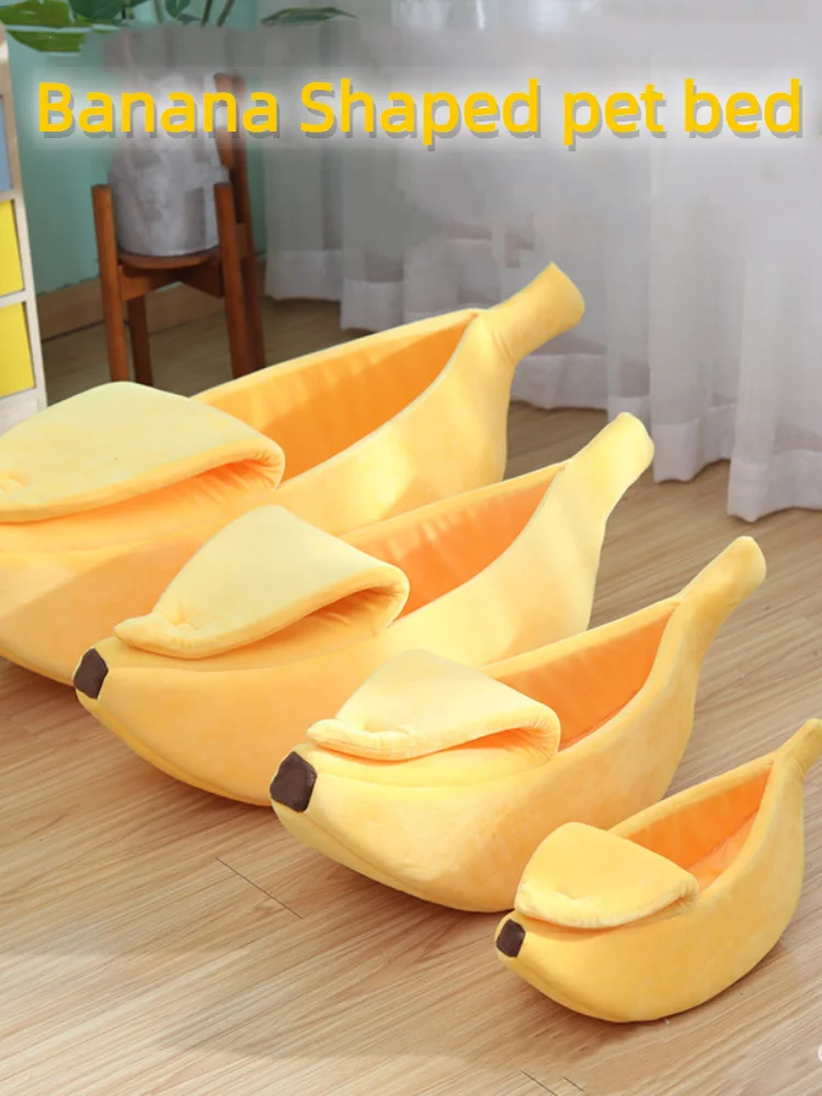 Banana Shaped Pet Bed | Winter Warm Nest for Cats, Dogs, and Hamsters -1