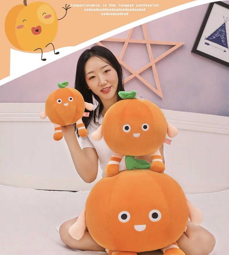 Sweet Orange Plushie Doll | Cartoon Smiling Face Fruit Plush Toy -1