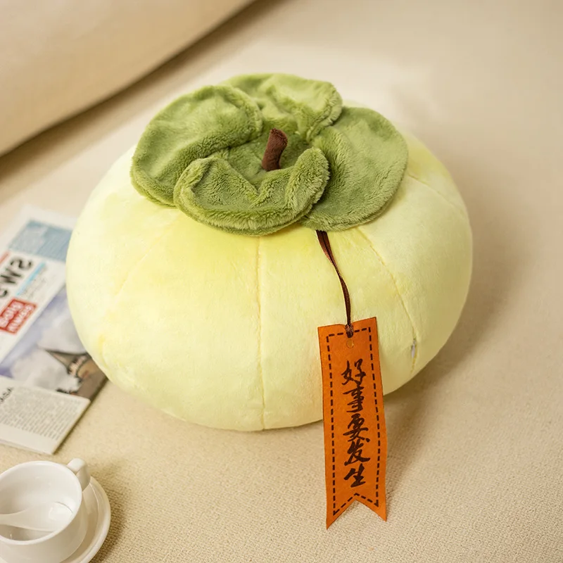 Soft Persimmon Fruit Plush | Stuffed Orange Yellow Persimmon Pillow -7