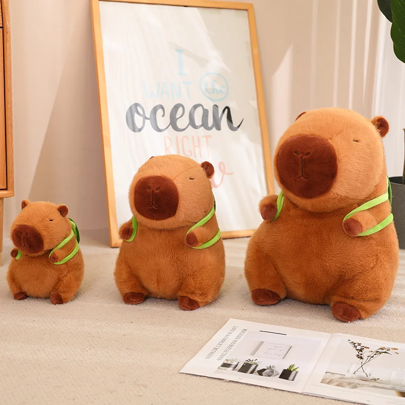 Weighted Capybara Plush | Cute Capybara with Backpack Plush Toys, Sitting Lovely Cartoon Animals, -5