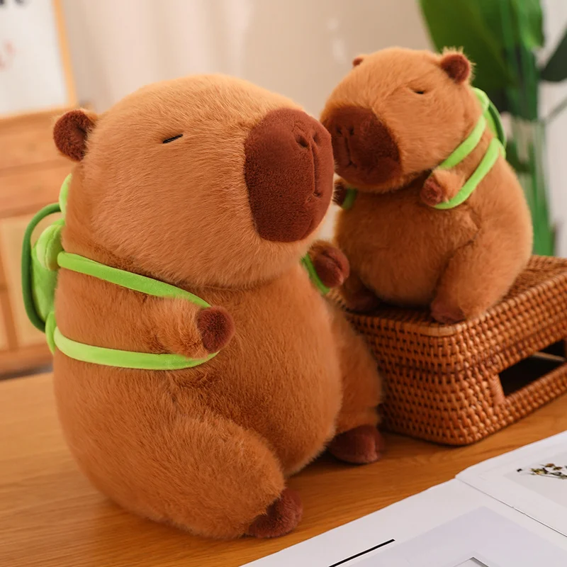 Weighted Capybara Plush | Cute Capybara with Backpack Plush Toys, Sitting Lovely Cartoon Animals, -10