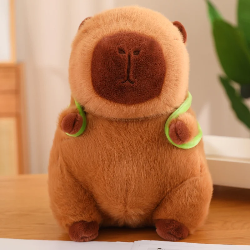 Weighted Capybara Plush | Cute Capybara with Backpack Plush Toys, Sitting Lovely Cartoon Animals, -15