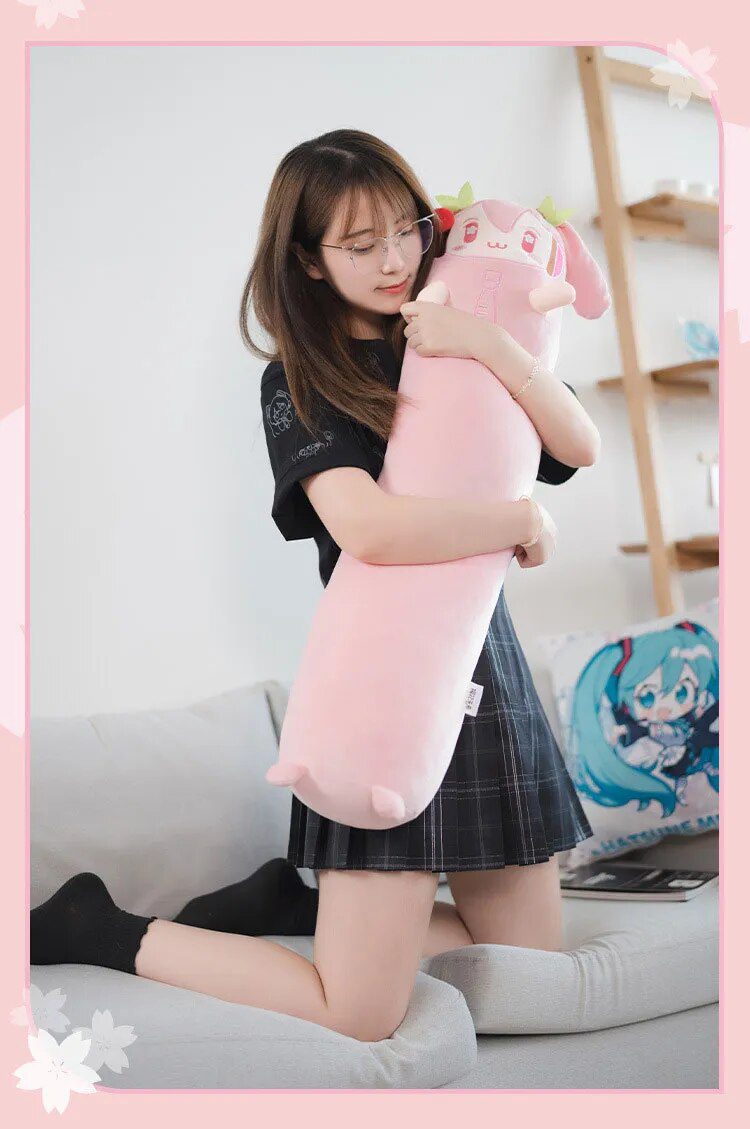 Miku Hatsune Plush Head Pillow | 80cm Cherry Blossom Snow Fufu Stuffed Toy Long Pillow -9
