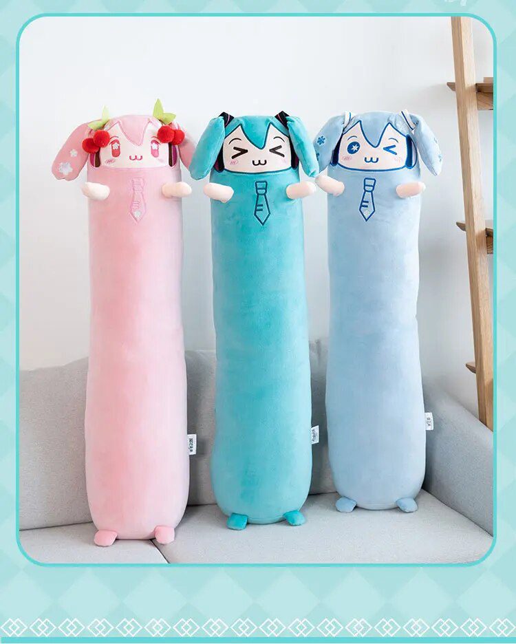 Miku Hatsune Plush Head Pillow | 80cm Cherry Blossom Snow Fufu Stuffed Toy Long Pillow -1