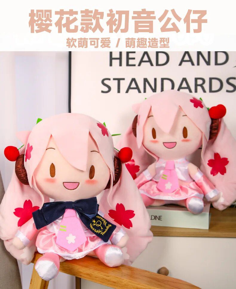 Sakura Miku Plush | Two-dimensional Kawaii Hatsune Miku Plush Stuffed Doll -1