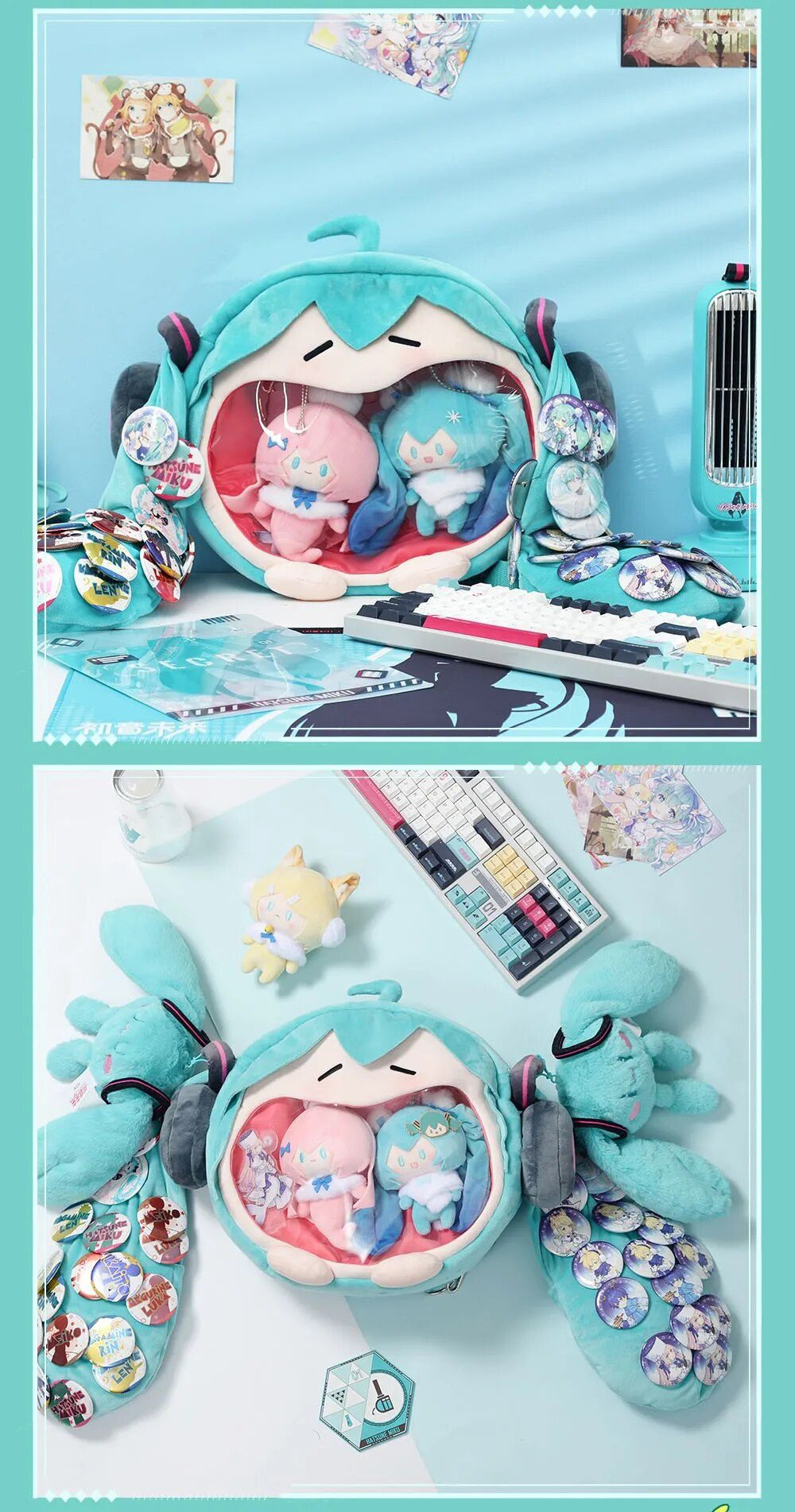 Hatsune Miku Plush Ita Bag |  Cosplay Plush Backpack Toys - Schoolbag -3