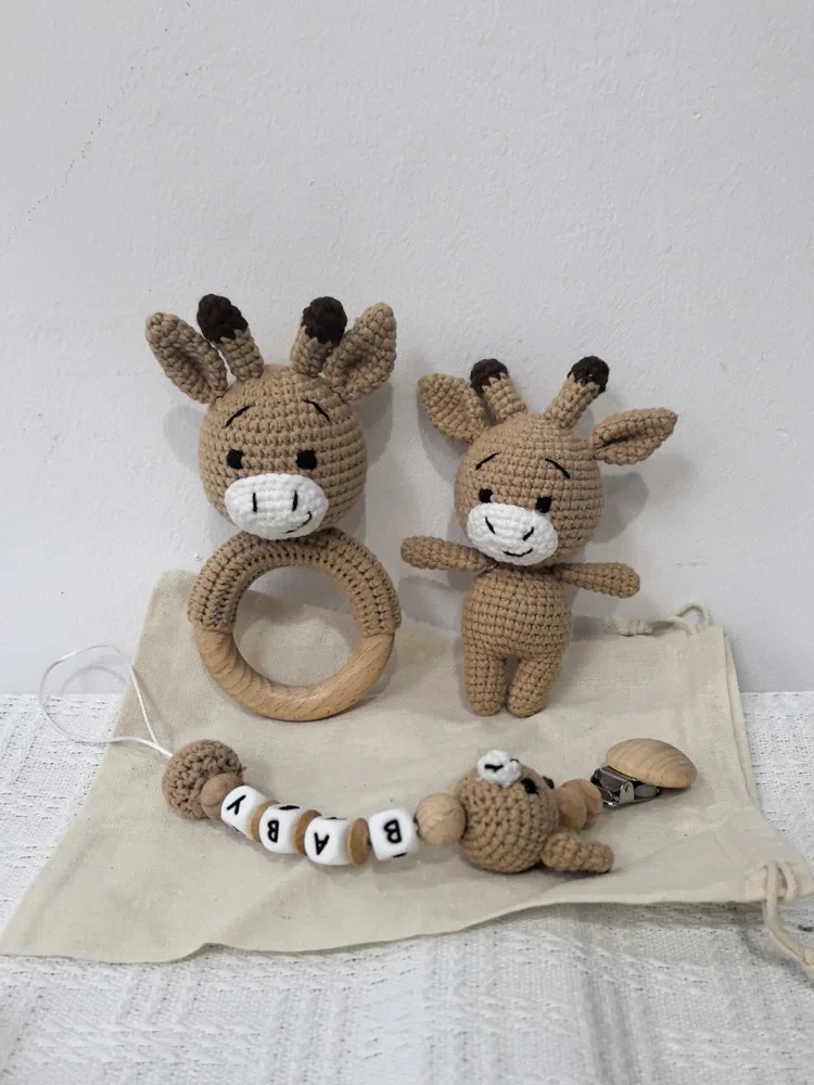 Handmade crochet baby toys set