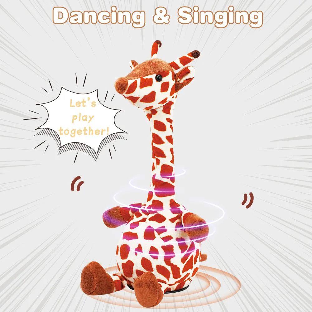 Rainbow Giraffe Stuffed Animal | Twisting Music Light Music Electric Dolls Children's Plush Dolls -5