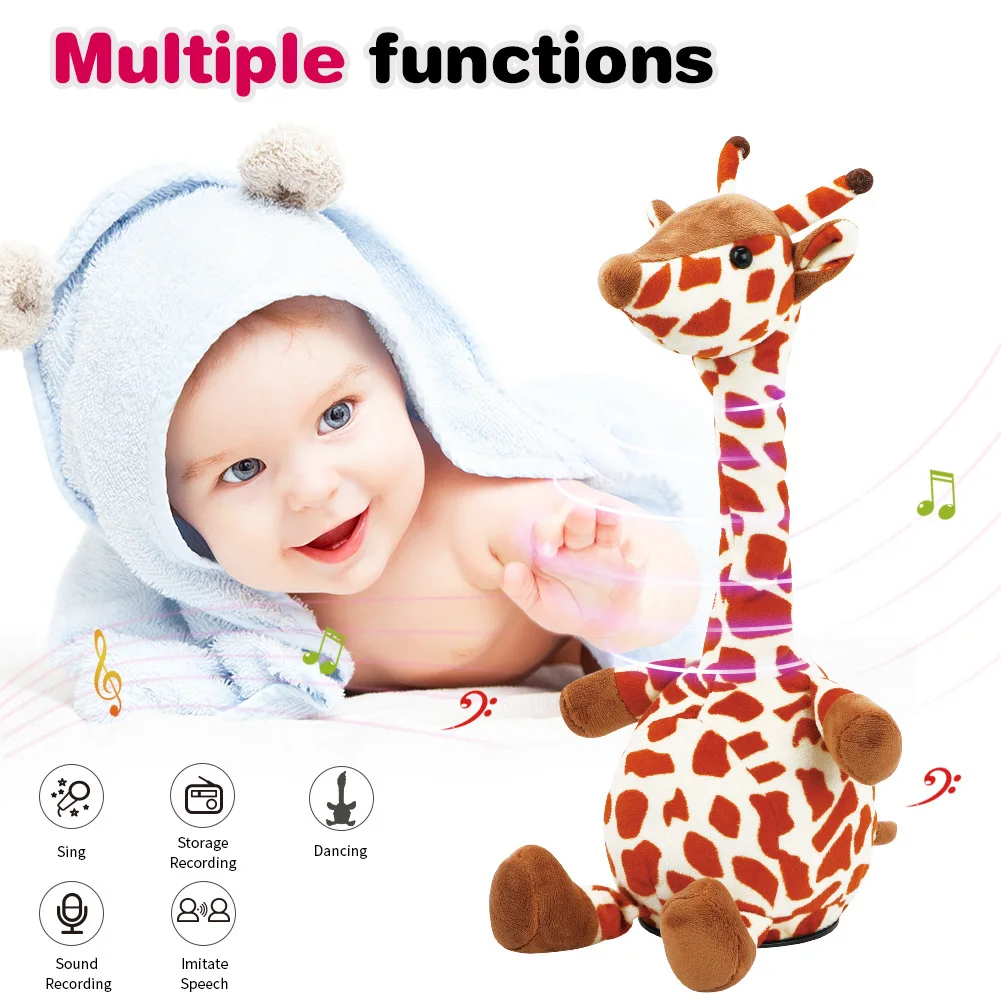 Rainbow Giraffe Stuffed Animal | Twisting Music Light Music Electric Dolls Children's Plush Dolls -1