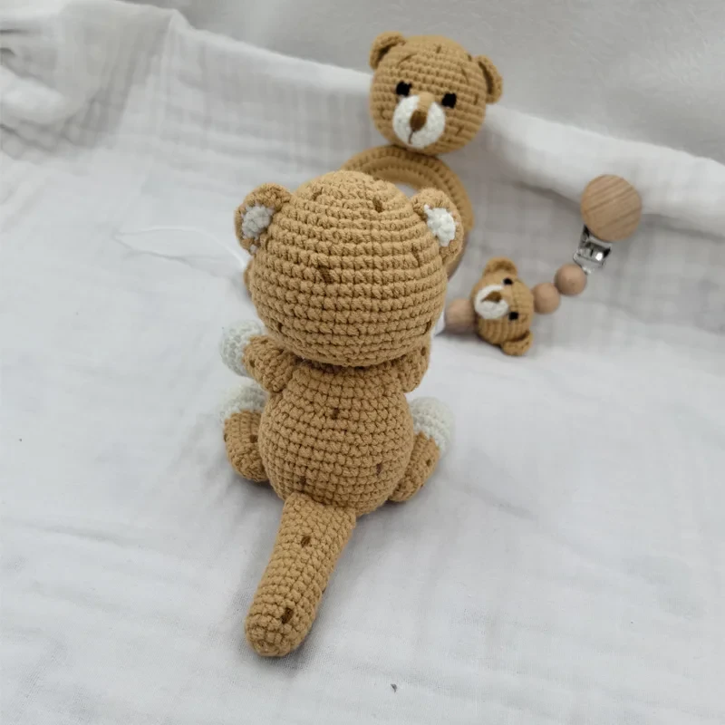 Wooden Teething Ring Pacifier Chain Clips