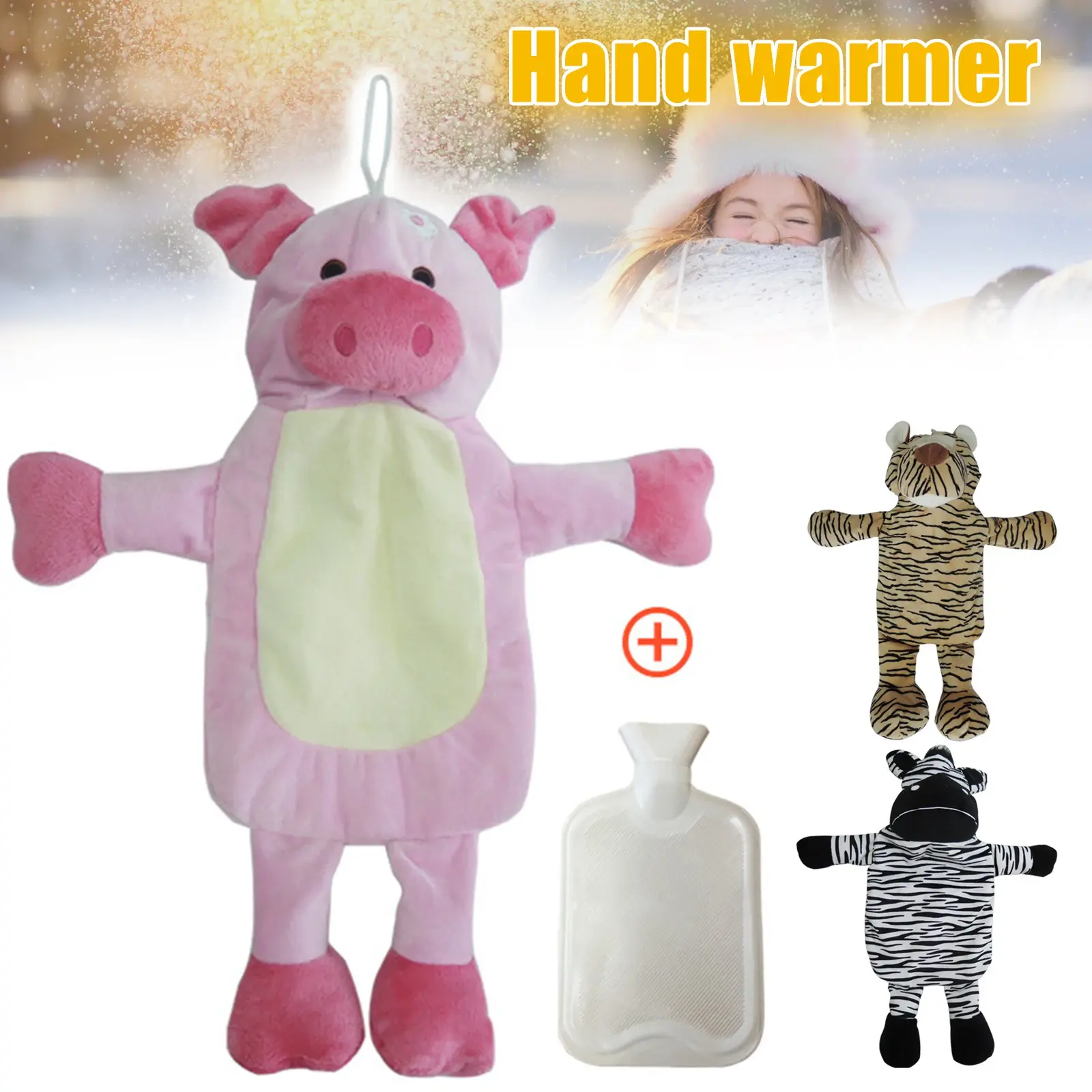 1L hot water bottle with fluffy cover