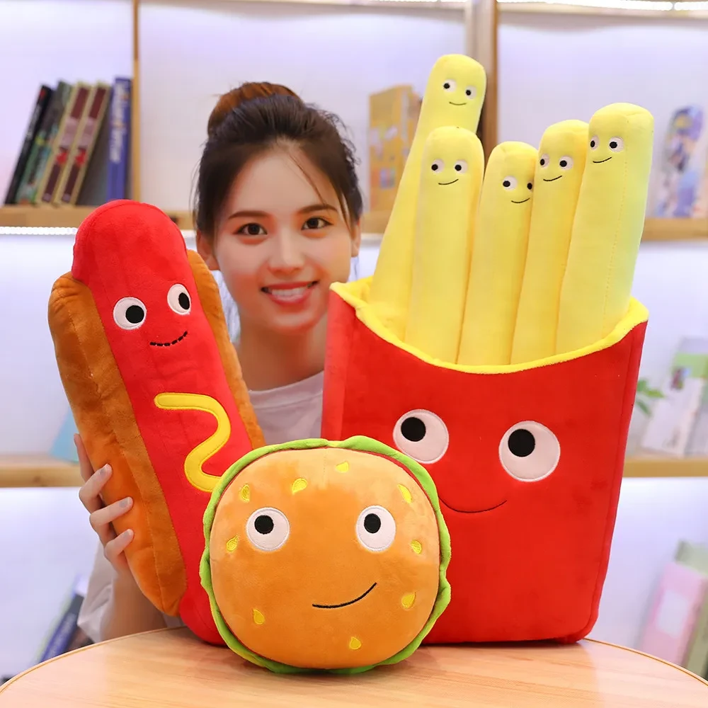 Adorable burger and pizza plush set