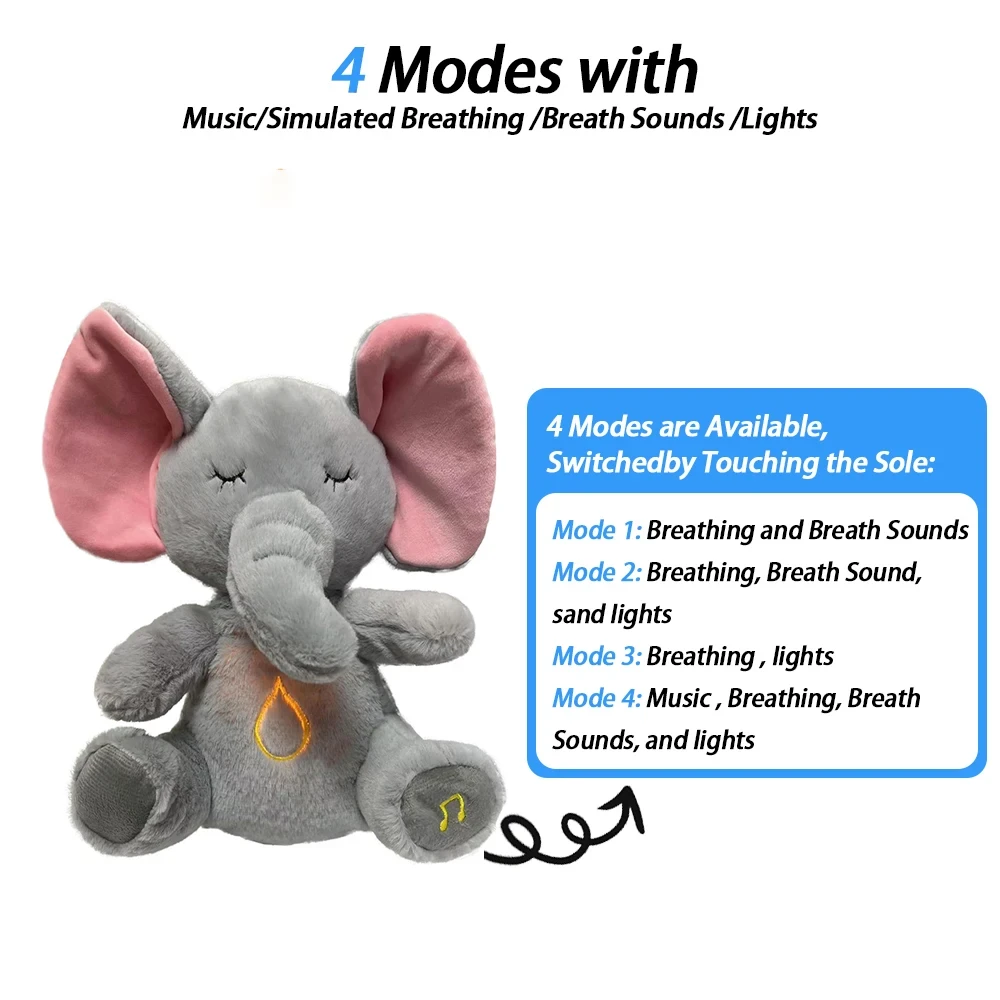 Baby sensory plush toy with breathing simulation