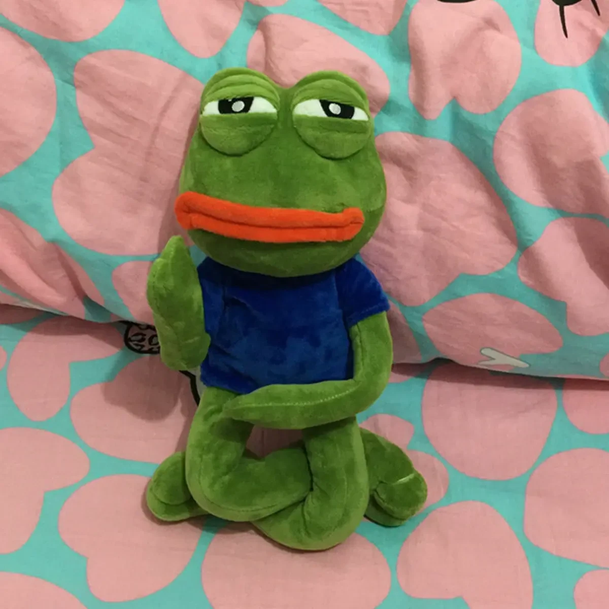 Cuddly frog pillow for comfort