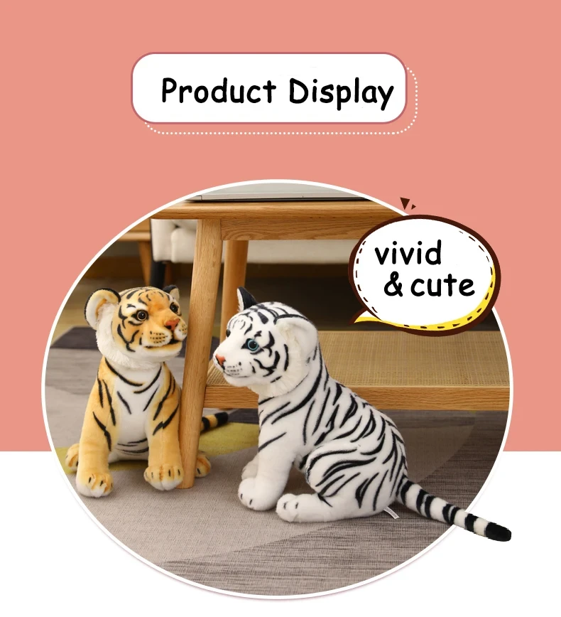 Fluffy white tiger stuffed animal for kids