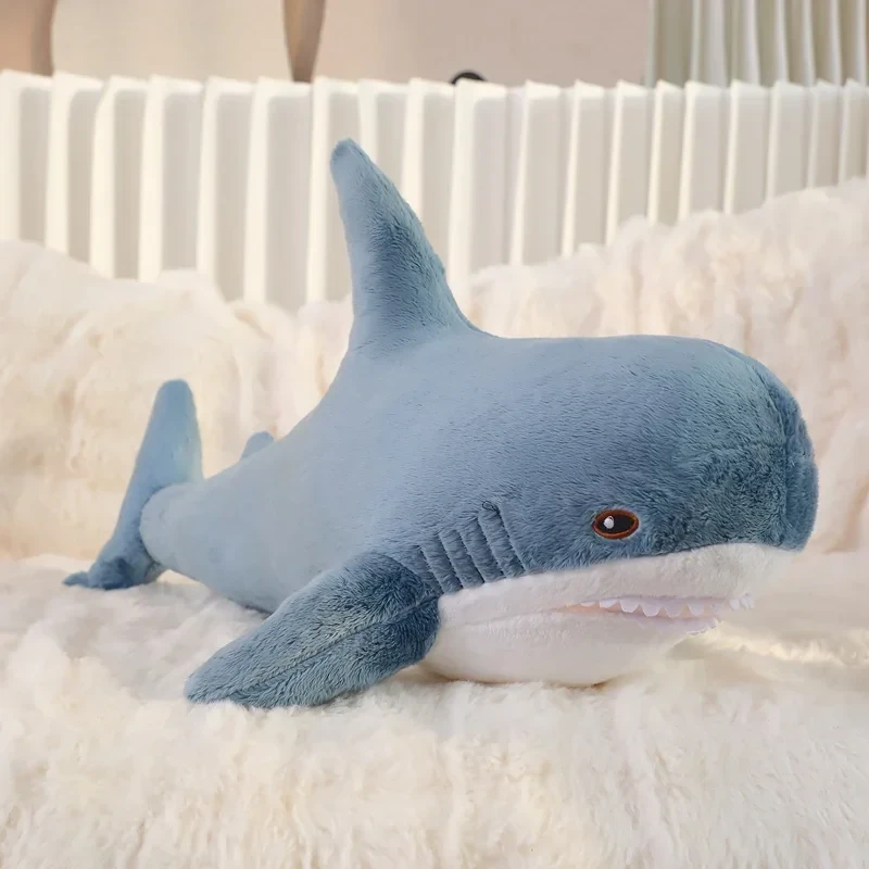 Gray blue stuffed shark doll for birthdays