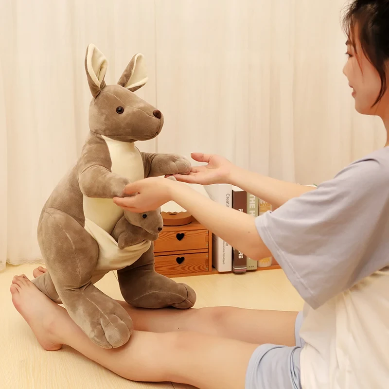 Lifelike kangaroo with baby plush