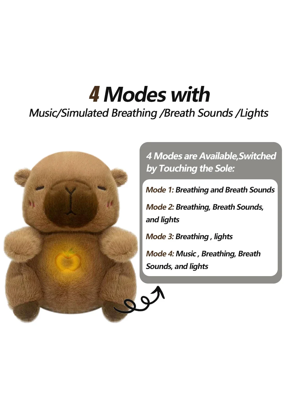 Plush capybara sensory toy for babies