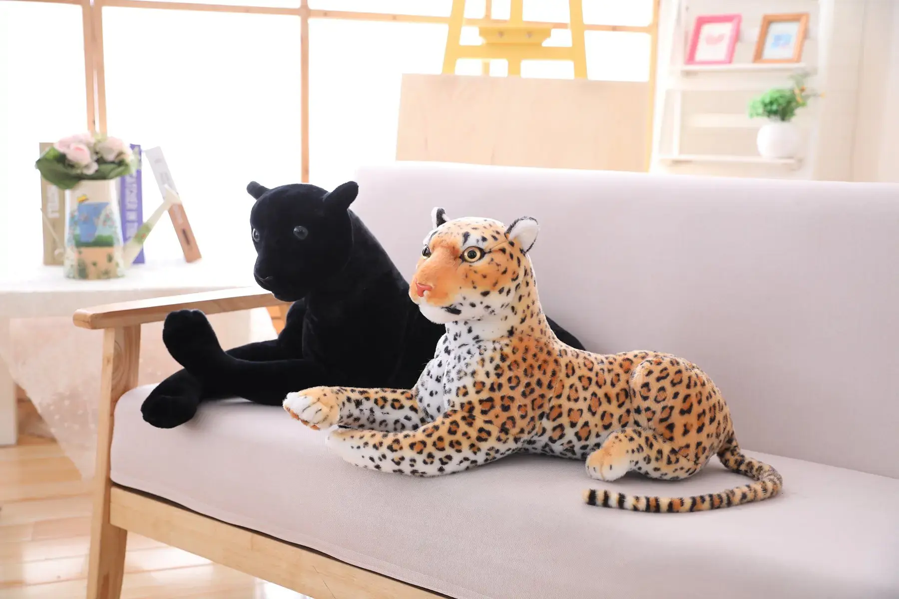 Realistic plush leopard doll