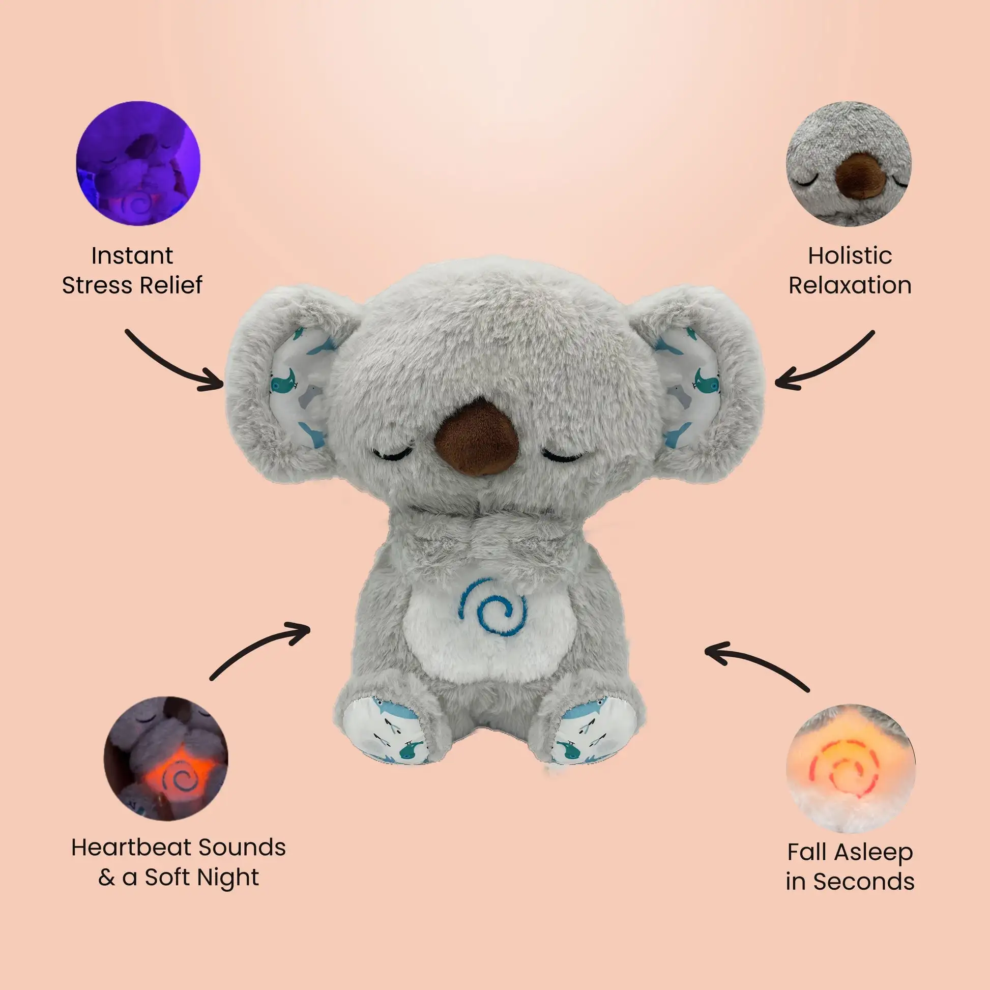 Sensory development plush toy with lights and music