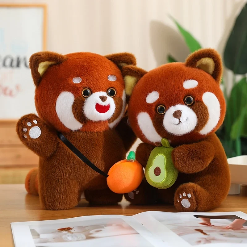 Soft plush red raccoon doll