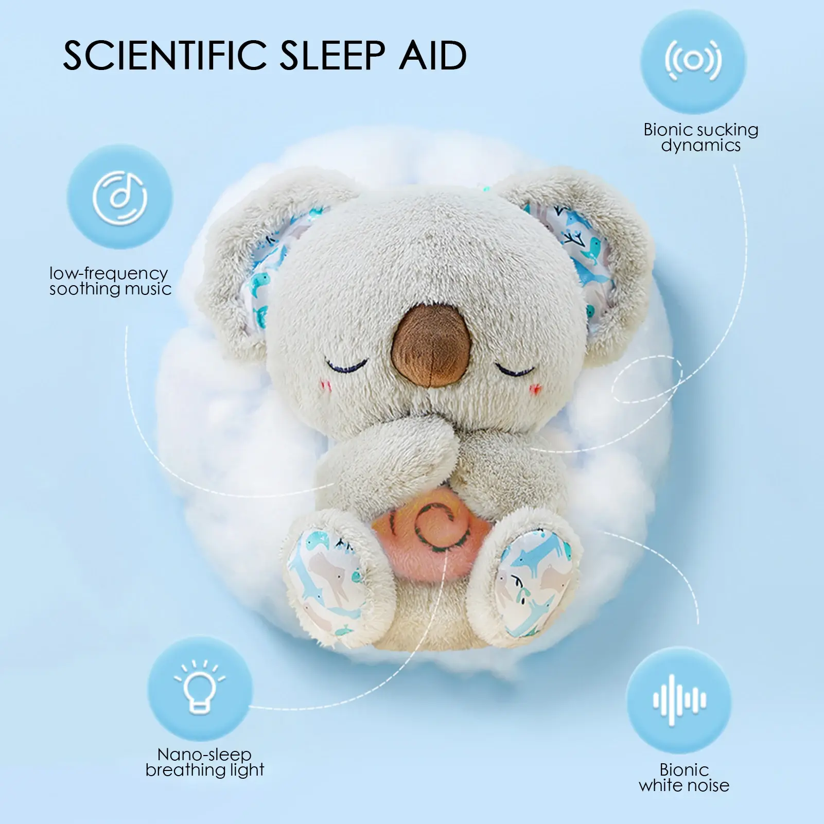 breathing motion plush toy for kids