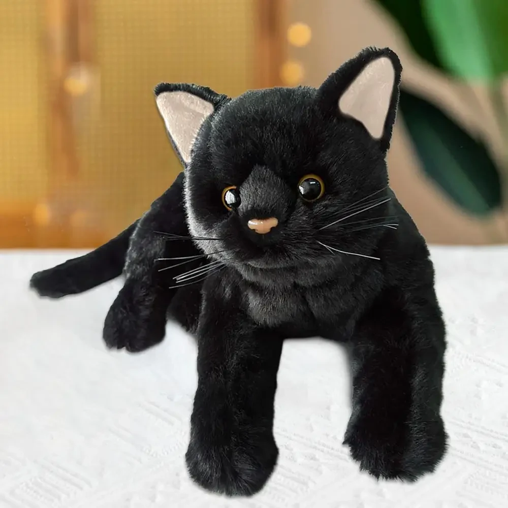 soft plush black cat toy for kids